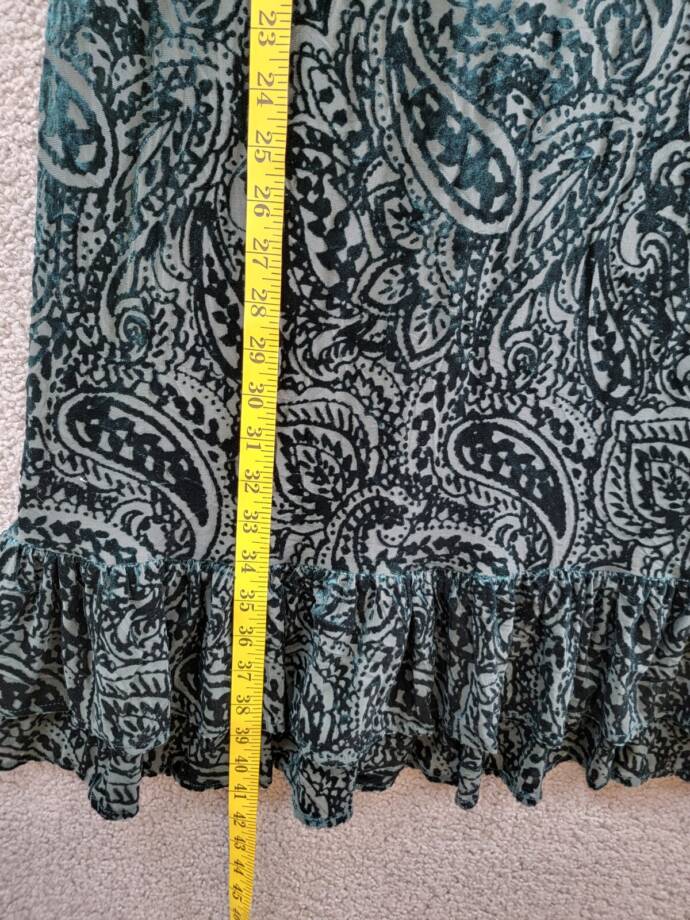 Tommy Hilfiger Velvet Burnout Paisley Print Dress Women's 16 Spruce 3/4 Sleeve