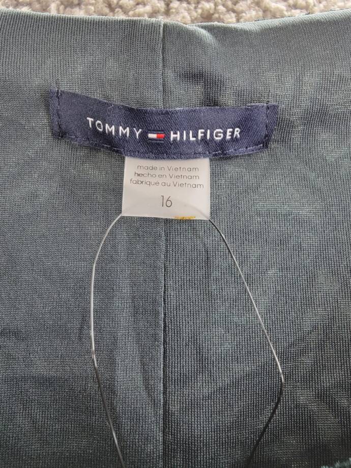 Tommy Hilfiger Velvet Burnout Paisley Print Dress Women's 16 Spruce 3/4 Sleeve
