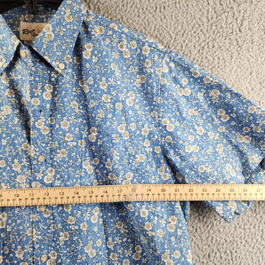 Reyn Spooner Kettle Floral Camp Shirt Men's L Lichen Blue Button Closure S/S~