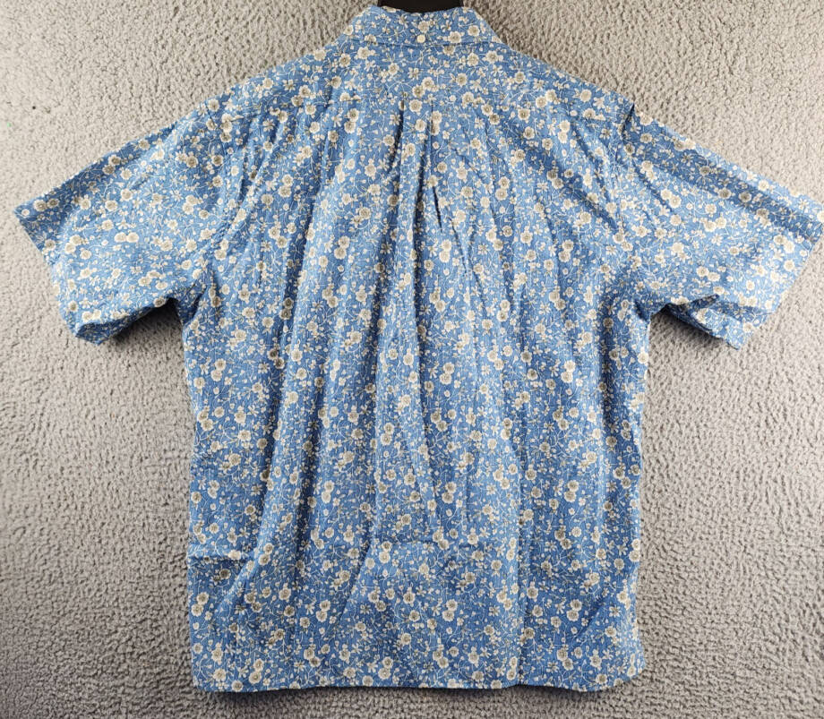 Reyn Spooner Kettle Floral Camp Shirt Men's L Lichen Blue Button Closure S/S~