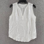 Velvet by Graham & Spencer Peachy Sleeveless Top Women's M White Split Neck~