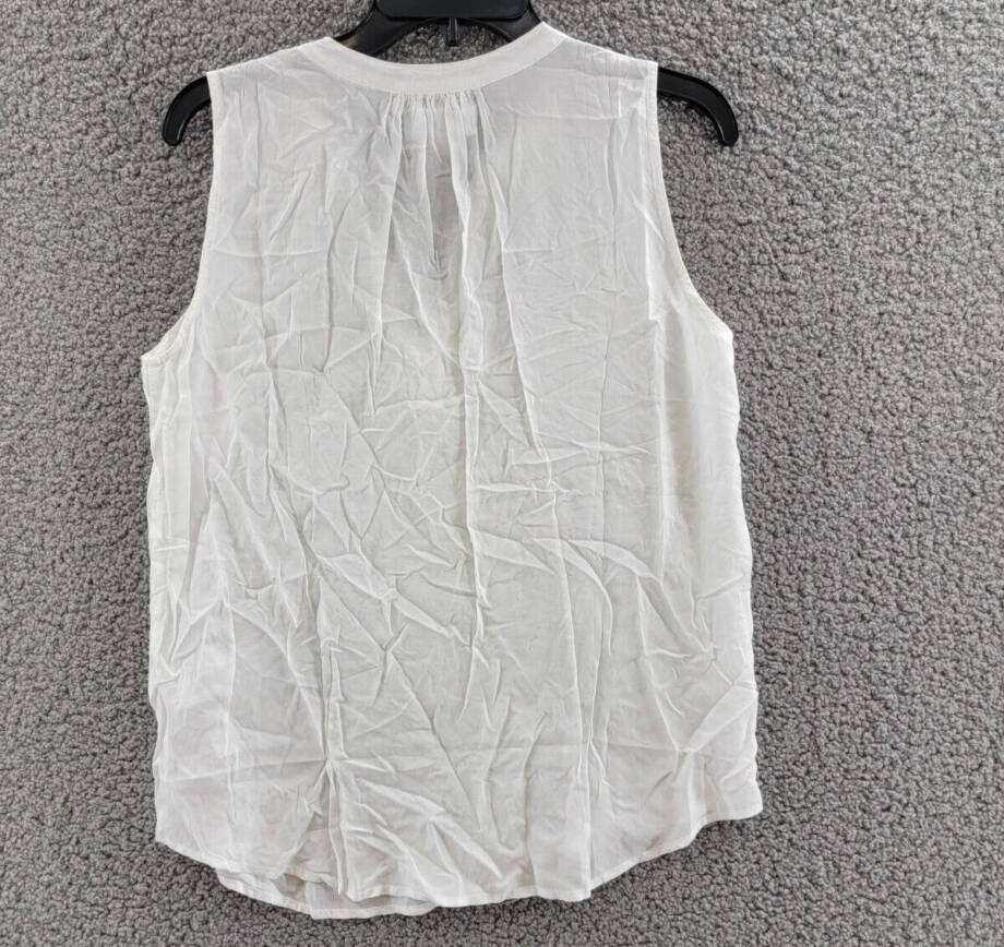 Velvet by Graham & Spencer Peachy Sleeveless Top Women's M White Split Neck~
