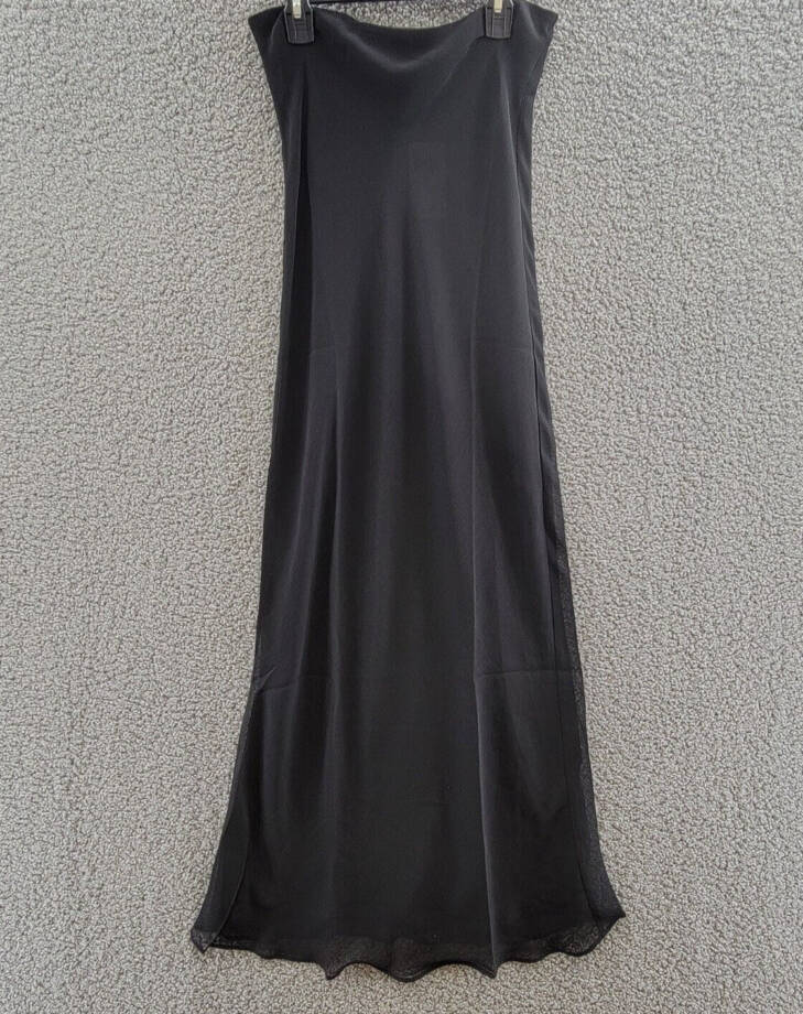 Lioness Devon Maxi Skirt Women's XS Black Solid Semi Sheer Elastic Waist Pull On