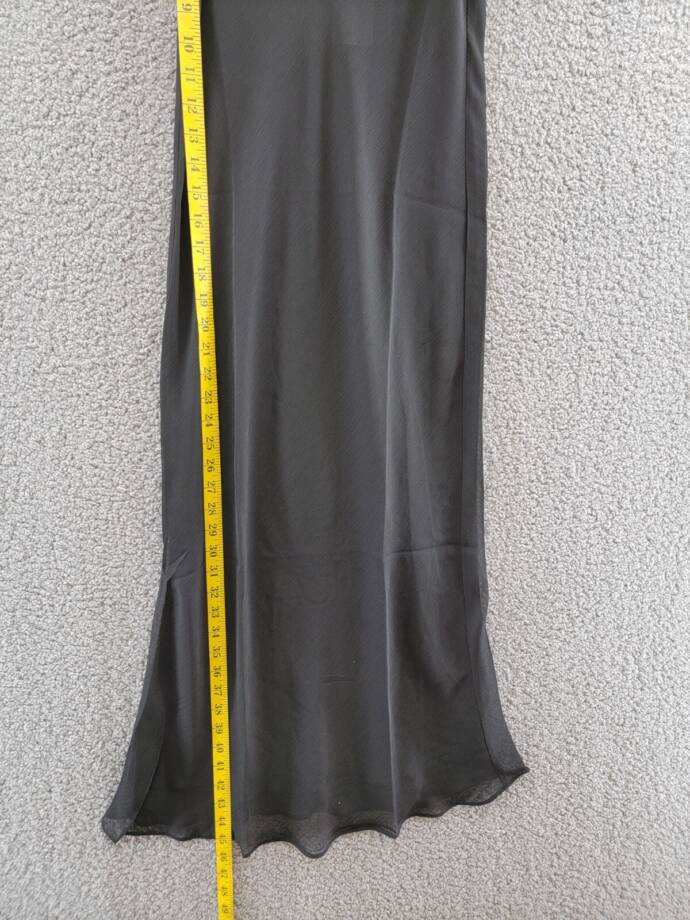 Lioness Devon Maxi Skirt Women's XS Black Solid Semi Sheer Elastic Waist Pull On