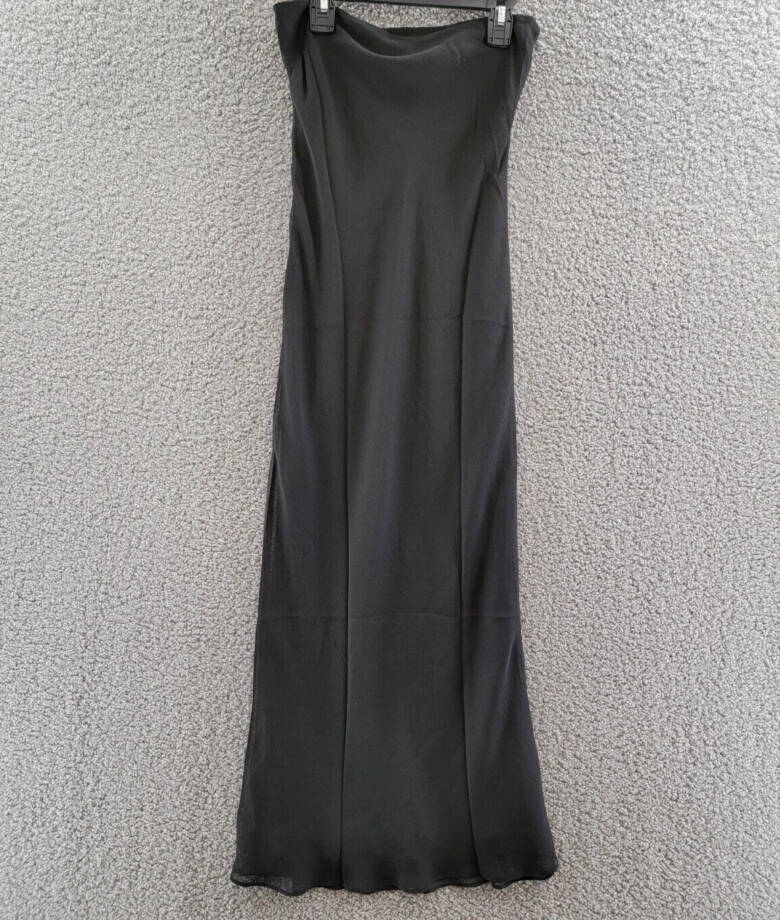 Lioness Devon Maxi Skirt Women's XS Black Solid Semi Sheer Elastic Waist Pull On