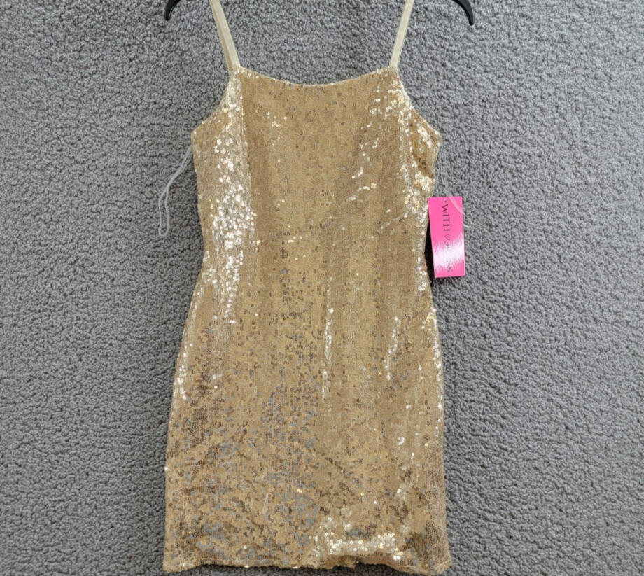 With Jules Sleeveless Sequin Bodycon Dress Big Girls XL Gold Round Neck Pullover