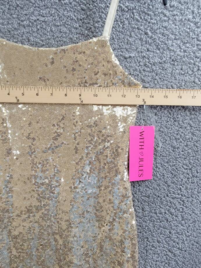 With Jules Sleeveless Sequin Bodycon Dress Big Girls XL Gold Round Neck Pullover