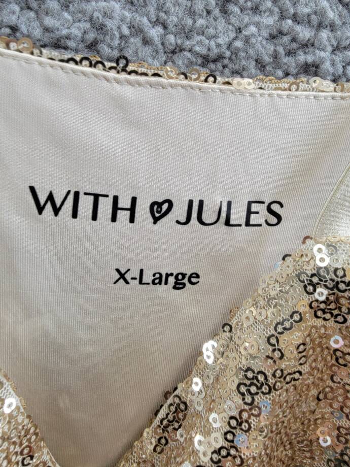 With Jules Sleeveless Sequin Bodycon Dress Big Girls XL Gold Round Neck Pullover