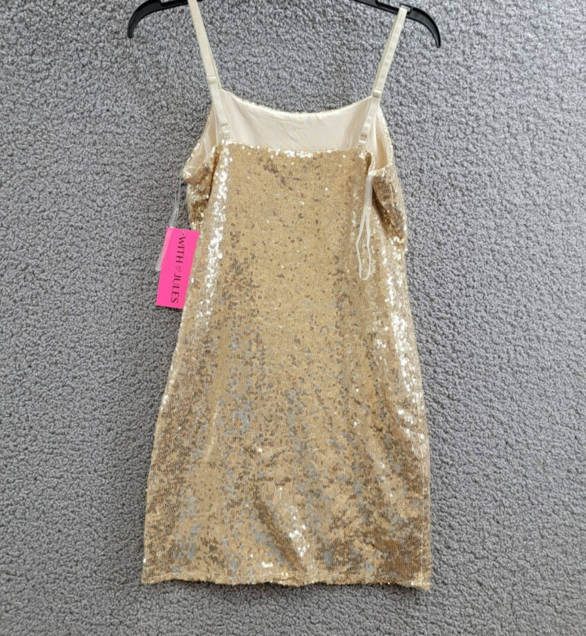 With Jules Sleeveless Sequin Bodycon Dress Big Girls XL Gold Round Neck Pullover
