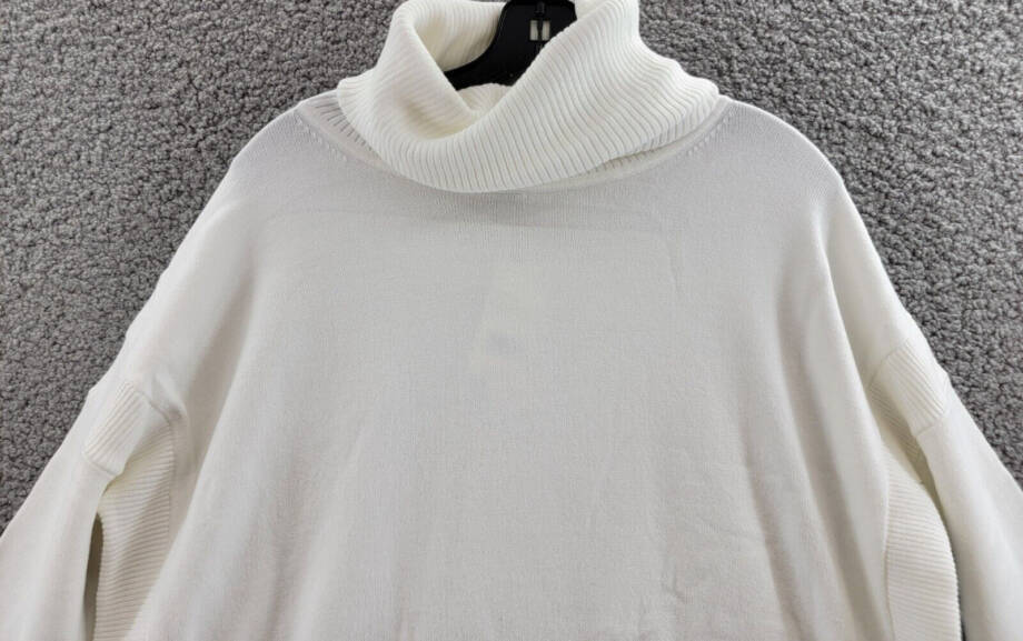 FRENCH CONNECTION Ribbed Cowl Neck Sweater Women's S Winter White Pullover L/S