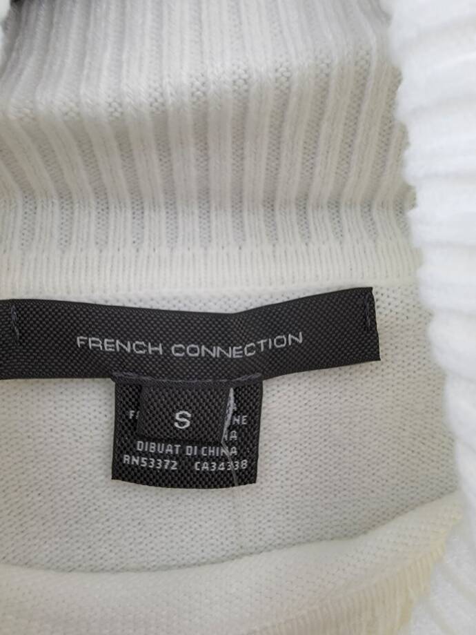 FRENCH CONNECTION Ribbed Cowl Neck Sweater Women's S Winter White Pullover L/S