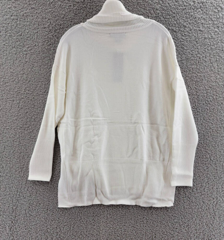 FRENCH CONNECTION Ribbed Cowl Neck Sweater Women's S Winter White Pullover L/S