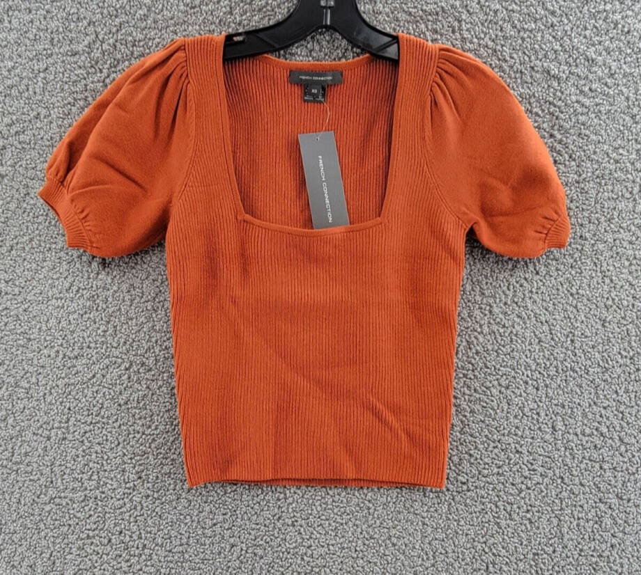 FRENCH CONNECTION Jaida Babysoft Square-Neck Women's XS Copper Coin Pullover