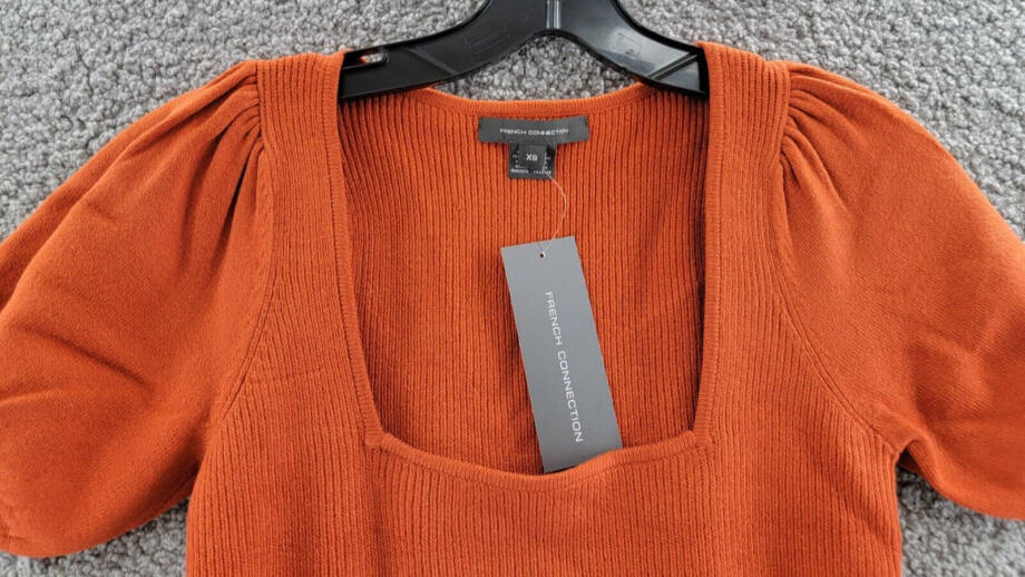 FRENCH CONNECTION Jaida Babysoft Square-Neck Women's XS Copper Coin Pullover