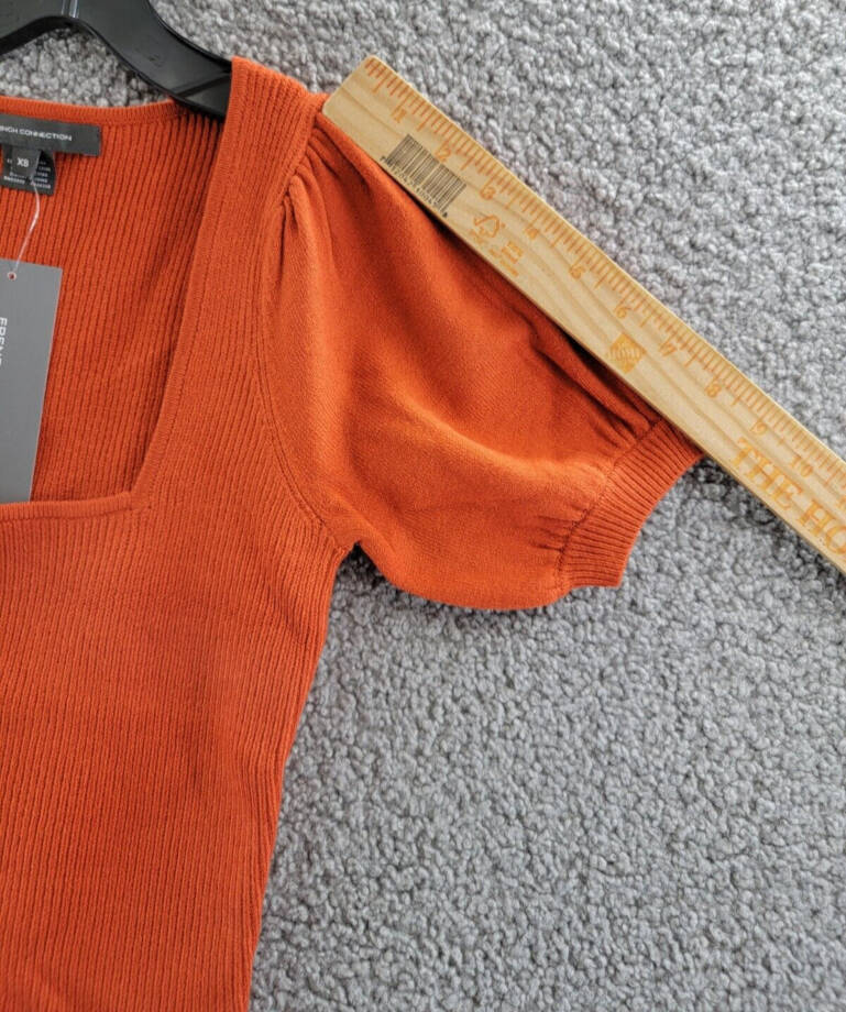 FRENCH CONNECTION Jaida Babysoft Square-Neck Women's XS Copper Coin Pullover