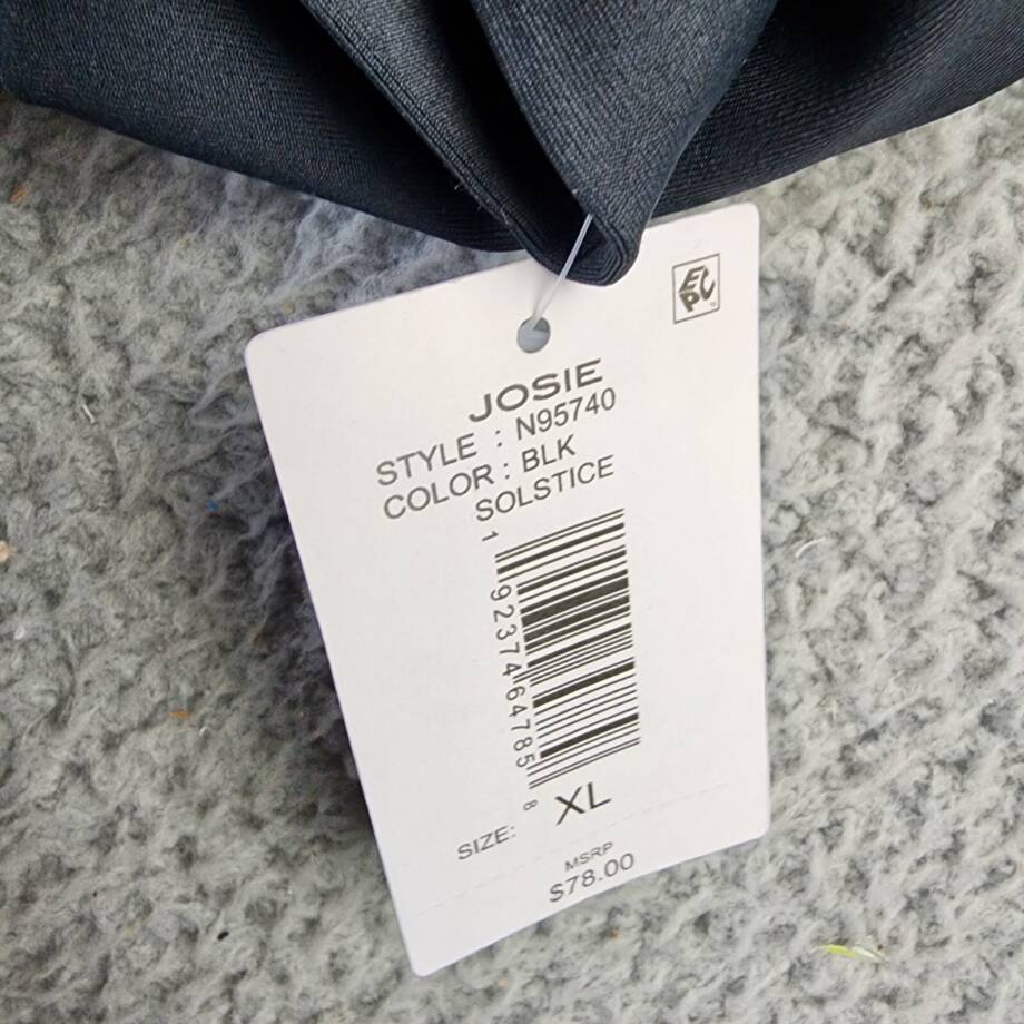 Josie NATORI Solstice Mock-Neck Top Women's XL Black 1/2 Zip Kangaroo Pocket L/S