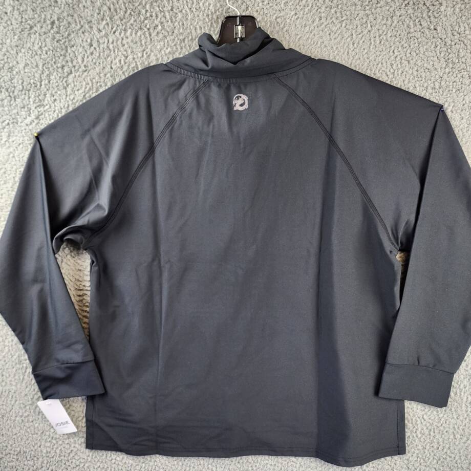 Josie NATORI Solstice Mock-Neck Top Women's XL Black 1/2 Zip Kangaroo Pocket L/S