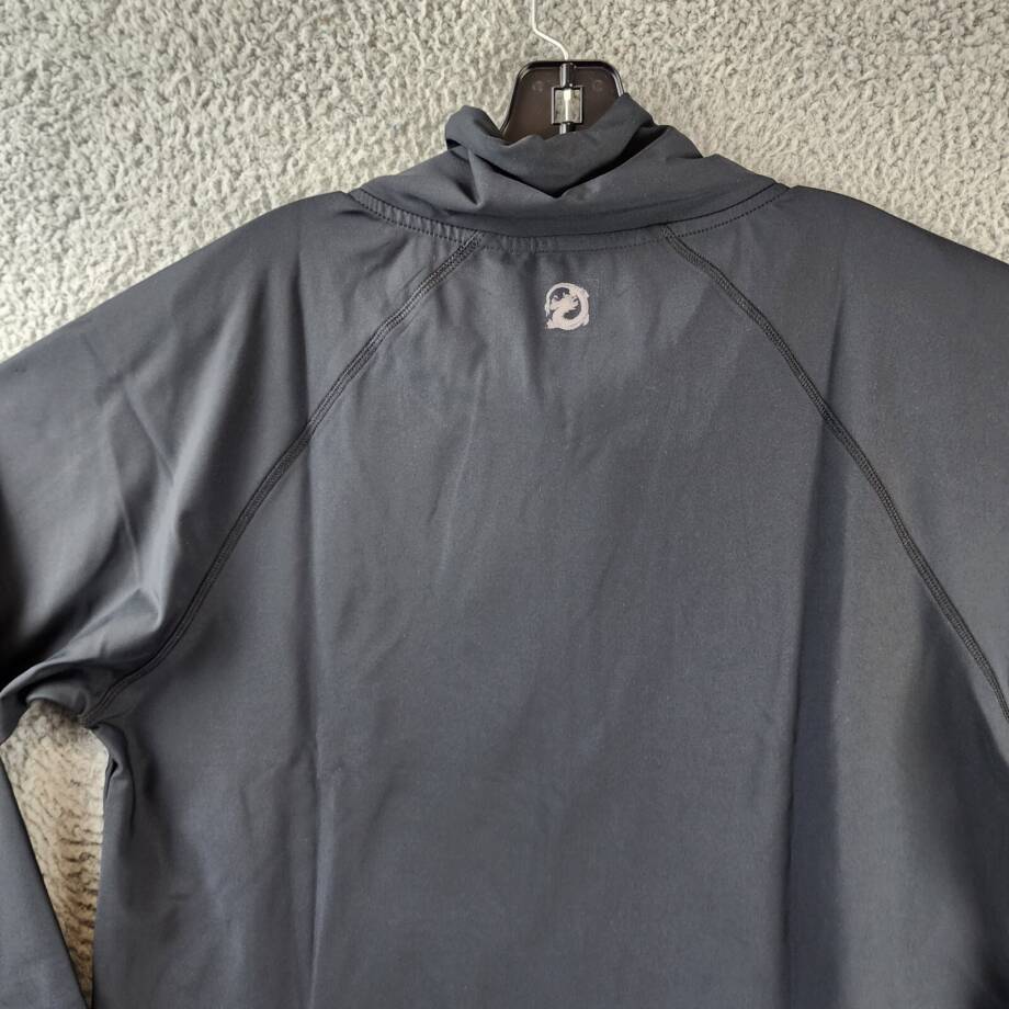 Josie NATORI Solstice Mock-Neck Top Women's XL Black 1/2 Zip Kangaroo Pocket L/S