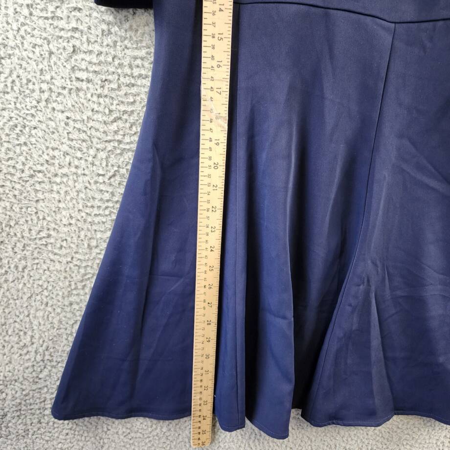 AQUA Elbow Puff Sleeve Mini Dress Women's Small Navy Back Zipper Closure +