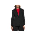 DKNY Petites Notch Collar Suit Separate One-Button Blazer Women's 6P Black L/S