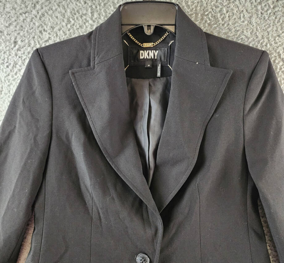 DKNY Petites Notch Collar Suit Separate One-Button Blazer Women's 6P Black L/S