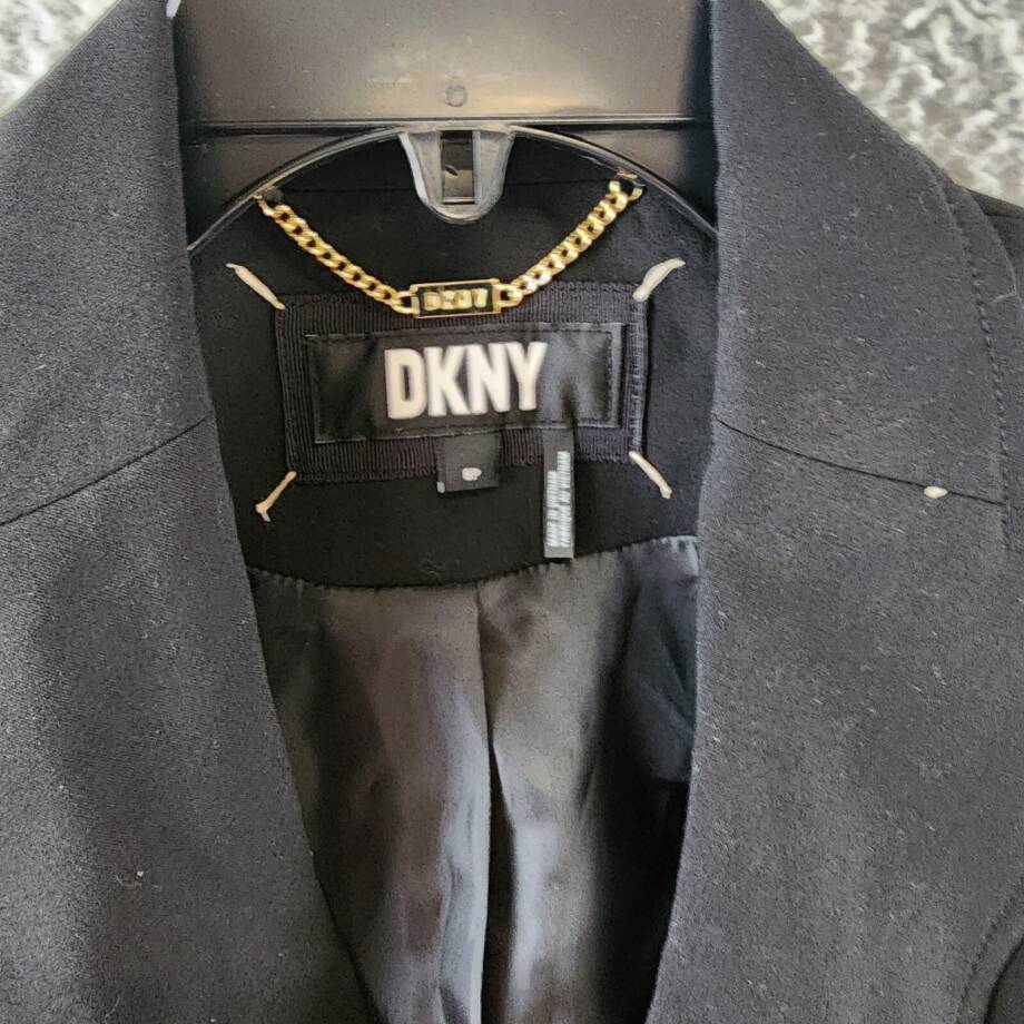 DKNY Petites Notch Collar Suit Separate One-Button Blazer Women's 6P Black L/S