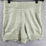 Charlie Holiday Blanche Shorts Women's 6 Sage Solid Ribbed Trim Elastic Waist~