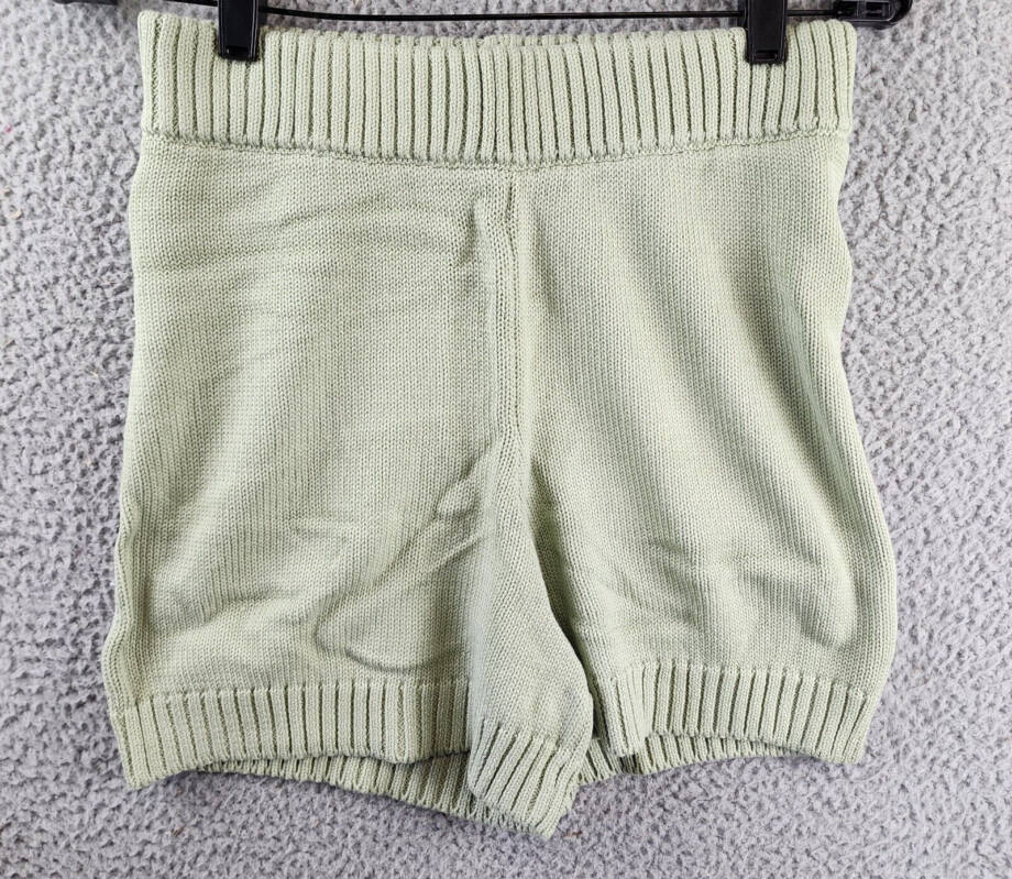 Charlie Holiday Blanche Shorts Women's 6 Sage Solid Ribbed Trim Elastic Waist~