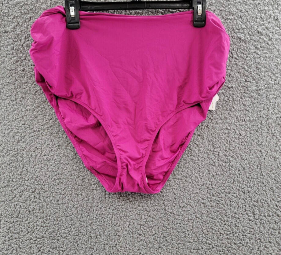 Anne Cole Plus Size High-Waist Bikini Bottoms Women's 20W Berry Pull On Style