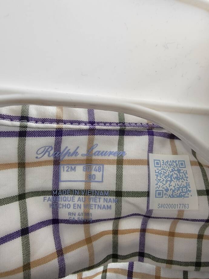 Ralph Lauren 2-Piece Plaid Shirt & Corduroy Overalls Set Baby Boys 12M Navy L/S