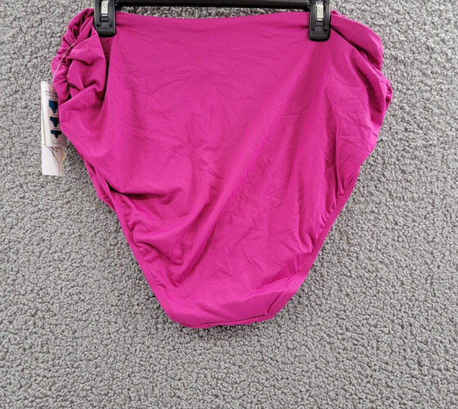 Anne Cole Plus Size High-Waist Bikini Bottoms Women's 20W Berry Pull On Style