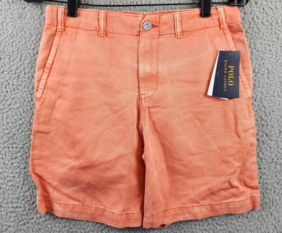 Polo Ralph Lauren Chino Shorts Boys 16 Coral Belt Loops Zip/Button Closure~
