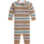 Ralph Lauren Fair Isle Wool Blend Sweater Coveralls Baby Boys' 9-12M Khaki Multi