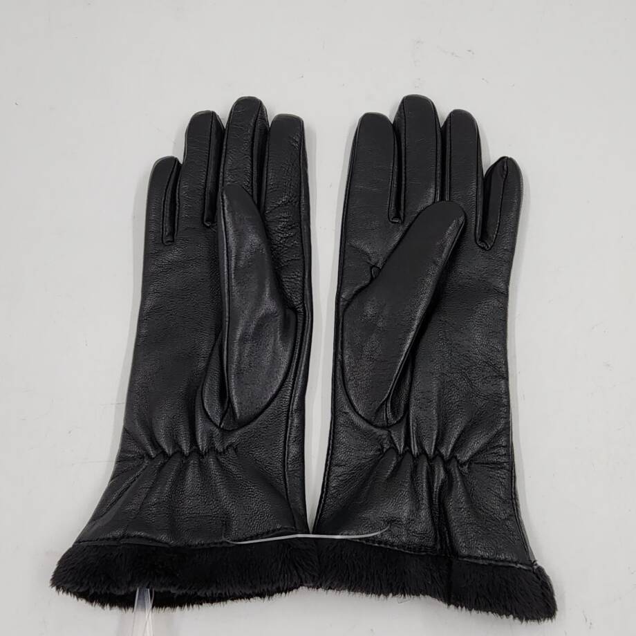 Charter Club Micro Faux Fur Lined Leather Tech Gloves Women's M Black