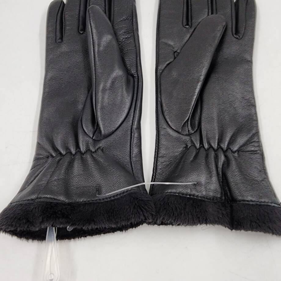 Charter Club Micro Faux Fur Lined Leather Tech Gloves Women's M Black
