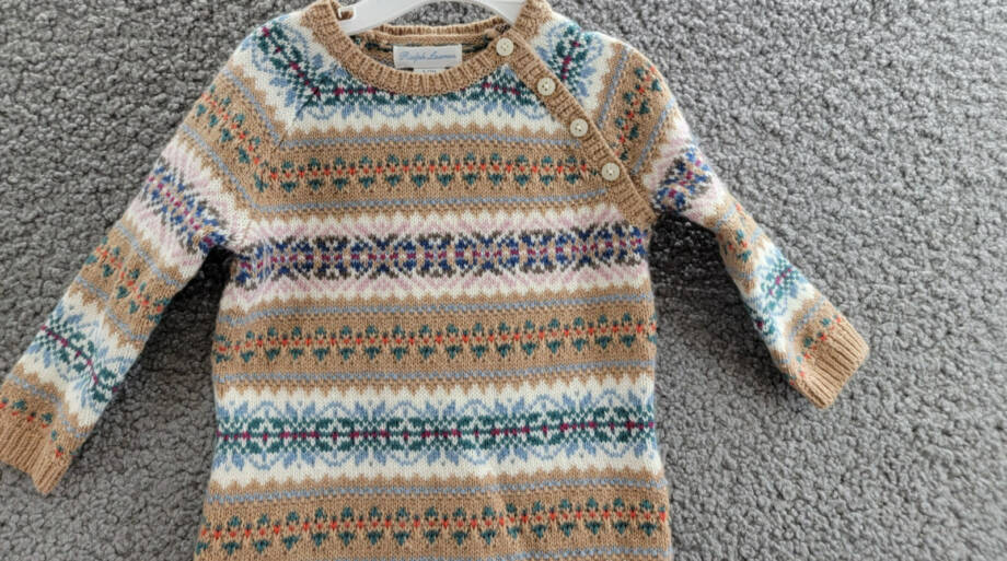 Ralph Lauren Fair Isle Wool Blend Sweater Coveralls Baby Boys' 9-12M Khaki Multi