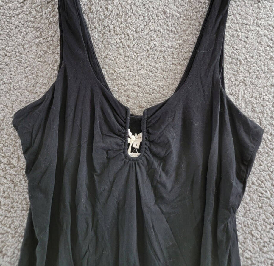 Good American Good Touch Ruched U-Ring Bodysuit Top Women's 4 Black Snap Gusset
