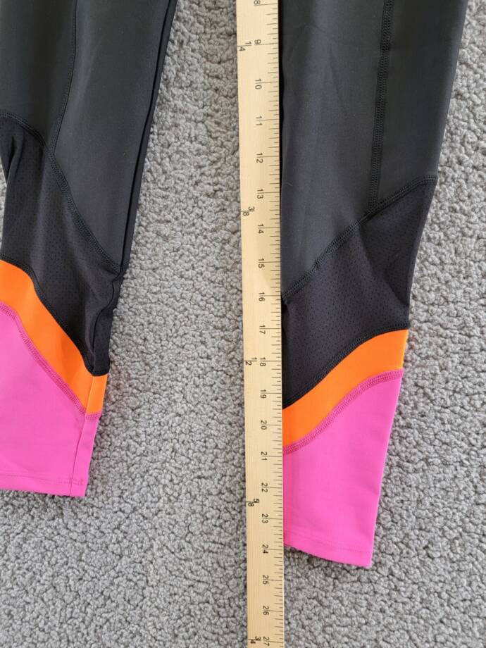 AQUA Athletic Mesh Colorblock Leggings Women's XS Black Multi Elastic Waist