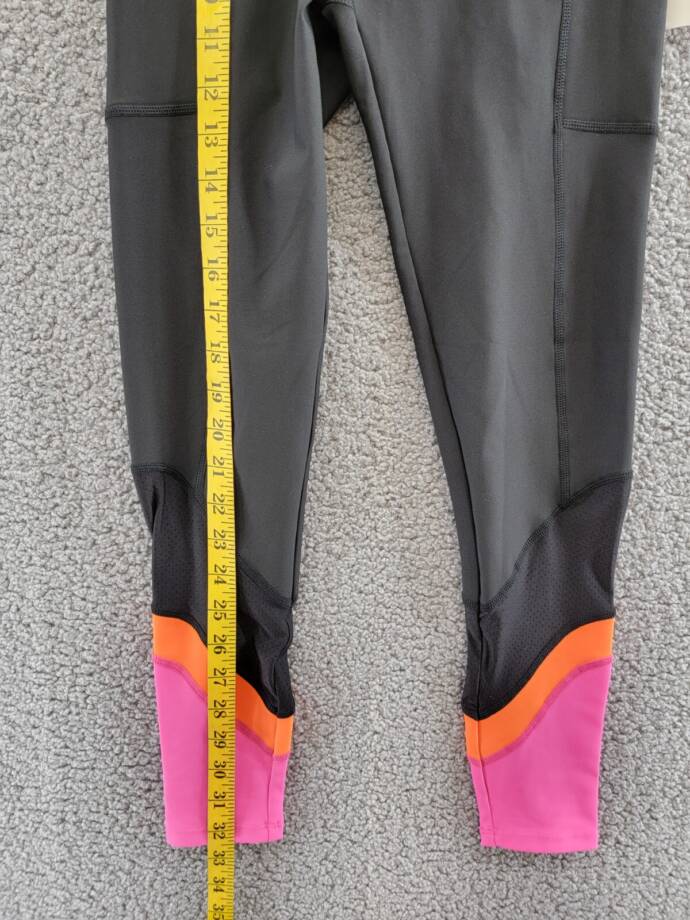 AQUA Athletic Mesh Colorblock Leggings Women's XS Black Multi Elastic Waist