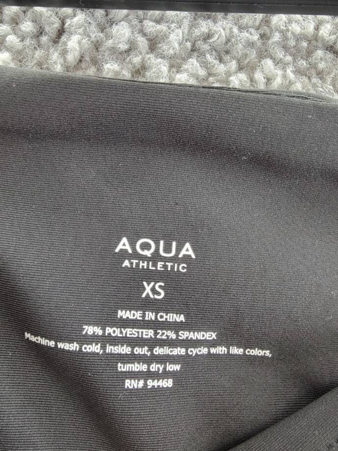 AQUA Athletic Mesh Colorblock Leggings Women's XS Black Multi Elastic Waist