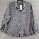 Calvin Klein Jeans Trendy Plus Size Utility Shirt Women's 2X Forged Iron L/S