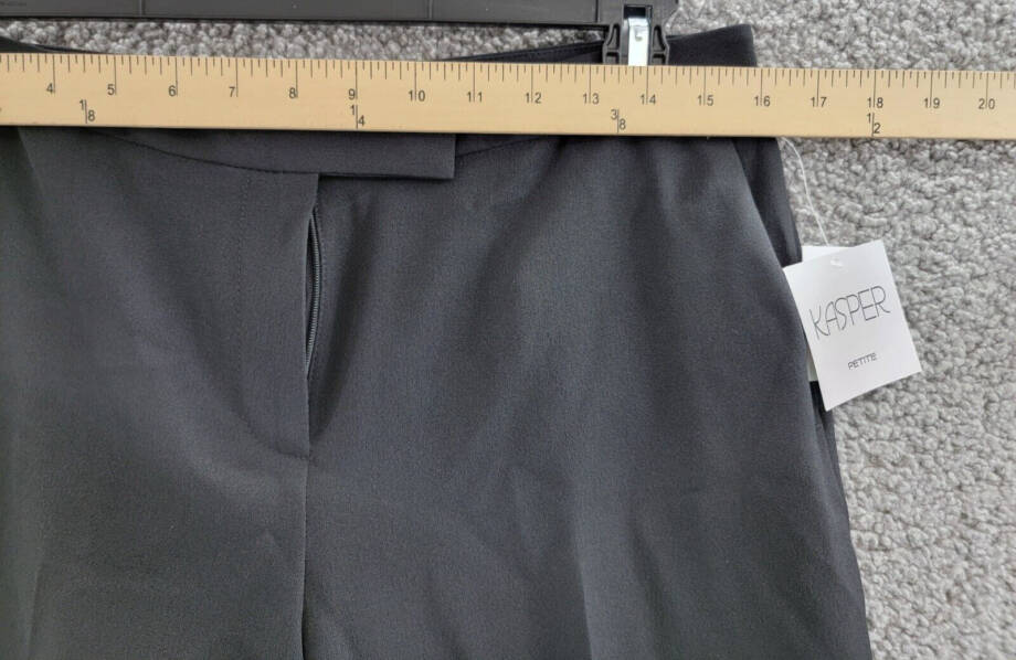 Kasper Petite Tab-Waist Straight-Fit Modern Dress Pants Women's 8P Black Zip Fly