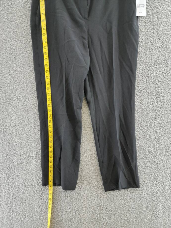 Kasper Petite Tab-Waist Straight-Fit Modern Dress Pants Women's 8P Black Zip Fly