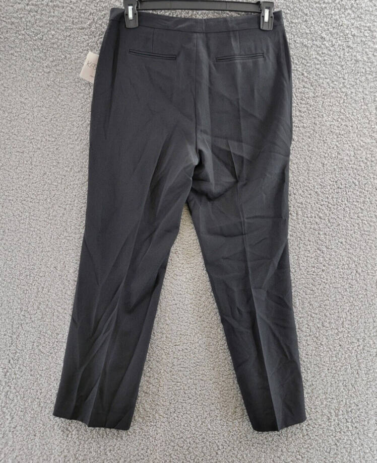 Kasper Petite Tab-Waist Straight-Fit Modern Dress Pants Women's 8P Black Zip Fly