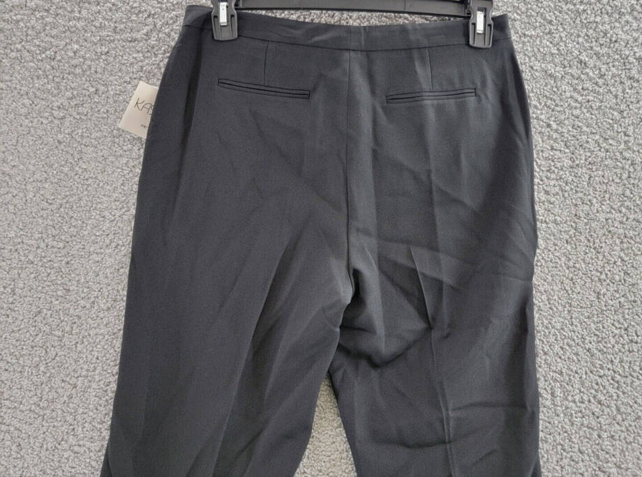 Kasper Petite Tab-Waist Straight-Fit Modern Dress Pants Women's 8P Black Zip Fly