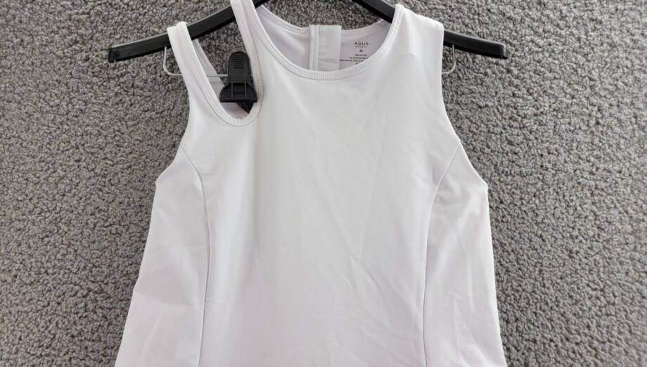 AQUA Scoop Out Flared Active Dress Women's M White Round Neck Back Zip Clsoure