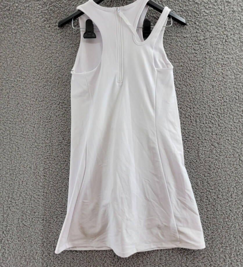 AQUA Scoop Out Flared Active Dress Women's M White Round Neck Back Zip Clsoure