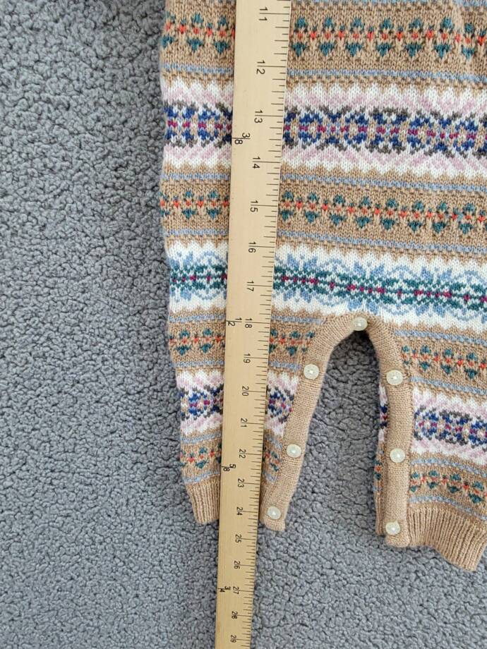Ralph Lauren Fair Isle Wool Blend Sweater Coveralls Baby Boys' 9-12M Khaki Multi