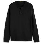 Scotch & Soda Classic Henley Shirt Men's S Black Pullover Style Long Sleeve