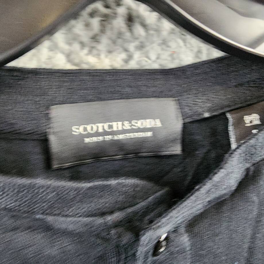 Scotch & Soda Classic Henley Shirt Men's S Black Pullover Style Long Sleeve
